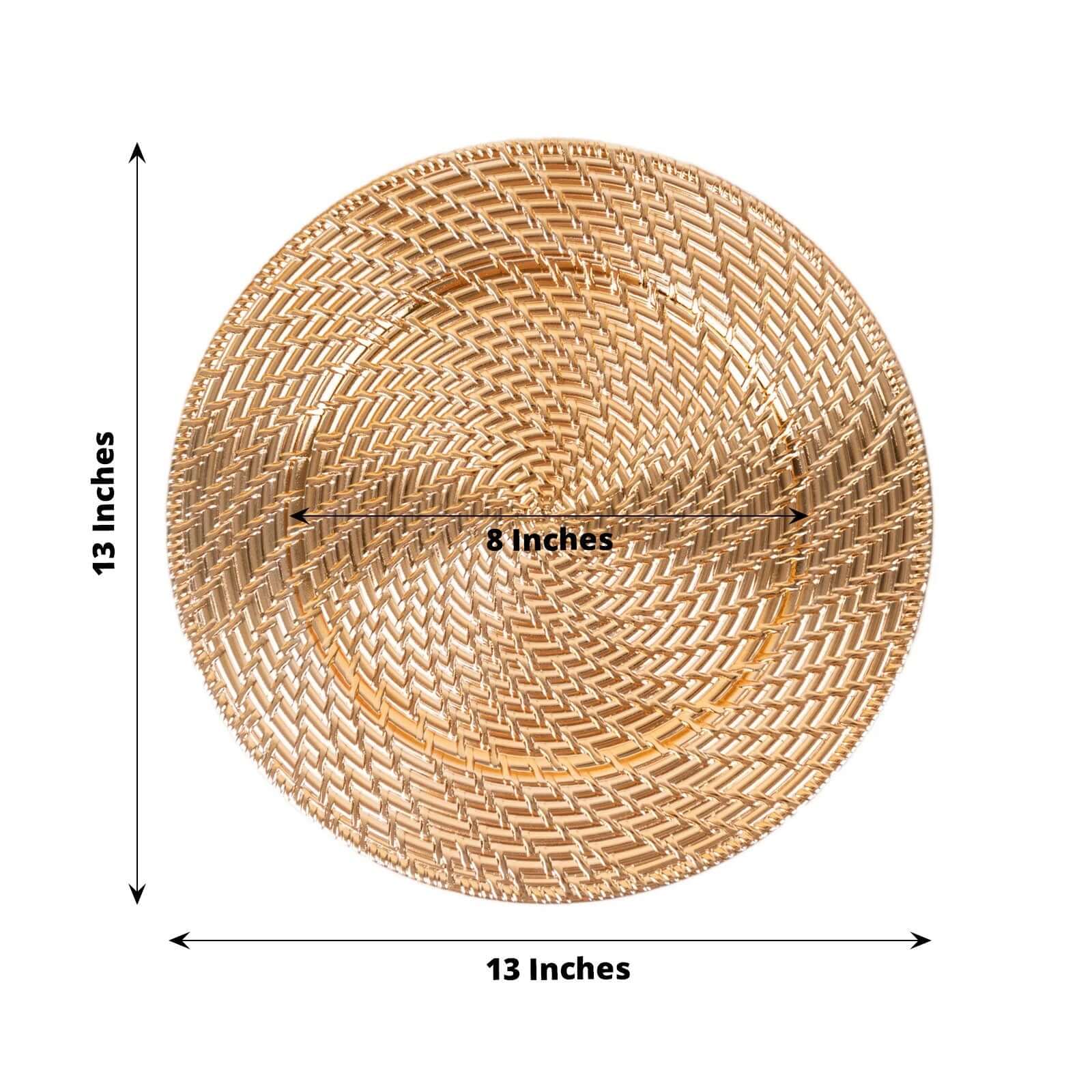 6-Pack Acrylic Charger Plates 13" Round Metallic Gold with Swirl Rattan Pattern - Farmhouse Plastic Charger Tableware - Image 3
